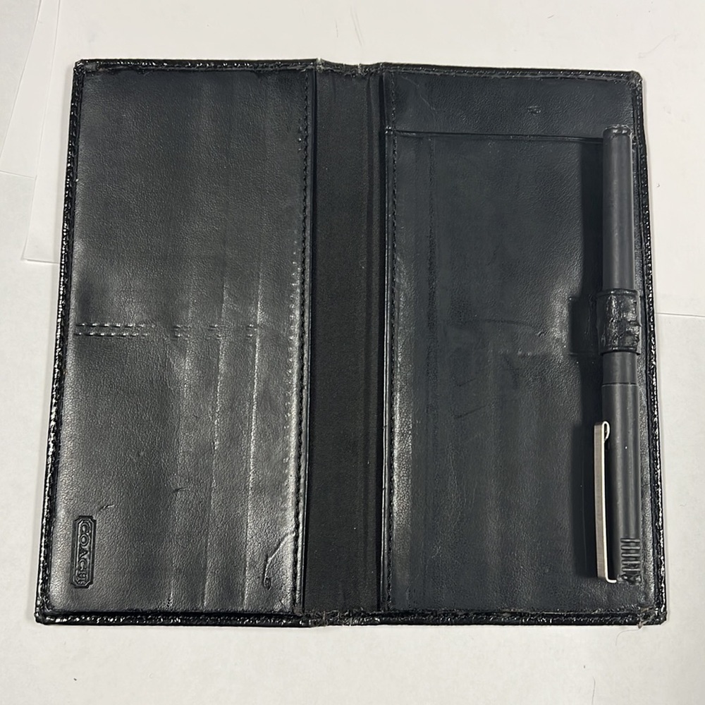 Coach Black Leather Large Clutch Wallet with separate Checkbook Cover - Picture 9 of 13